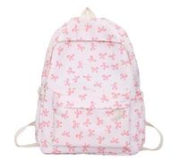 Vriusi Bow Backpack, Cute Bow Patterns Backpack, Campus School Bag, College Shoulder Bag With Adjustable Shoulder Strap for Water Bottle and Textbooks, Light Weight-reducing Backpack for Teen Girls,