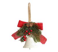 Vriusi Christmas Door Hangable Bells, Christmas Tree Hangable Decoration Bells, Wrought Iron Metal Bell, Red Fruit Pine Branch Hanging Decoration, Hangable Decorations for Indoor Outdoor