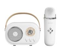 Vriusi Karaoke Machine, Portable Speaker with 1 Wireless Microphone, Creative Karaoke Machine with Voice Changing Effects, Retro Speaker Set with Stereo Enhanced Bass for Parties