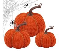 Vriusi Pumpkin Decorations, Artificial Pumpkin Decorations | Fal Harvest Crochet Pumpkins Decorative Pumpkins with Autumn Decorations for Bookcase, Stairs, Tables