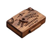 Vriusi Tiny Ouija Board, Wooden Talking Spirit Board with Planchette, Miniature Spirit Board with Drawer, Miniature Board for Family Friends, Ouija Board Decor, Wooden Ouija Board Miniature Model