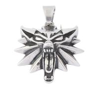 Vrivreii Geometric Wolf Head Pendant Necklace, Angular Norse Jewelry | Sharp faceted design, antique silver finish, bold symbolic silhouette, striking modern edge