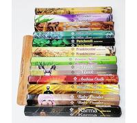 VRIYA Incense Sticks Gift Set - 12 Fragrances with Wooden Holder - Sandalwood, Lavender, Musk, Patchouli, Frankincense, Oudh - Natural Aromatherapy for Meditation, Relaxation & Home
