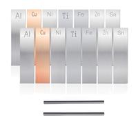 Vrizminfly 16 Pcs Metal Electrodes Set Electrode Strips 0.04"x1"x3.94" Tin, Nickel, Titanium,Zinc,Aluminum,Copper,Iron,Carbon for Scientific Experiments Electrochemical