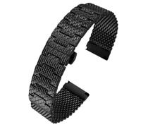 VRKRTVBLB 22mm 23mm Stainless Steel Metal Watch Band for Men Women Interface Wristband Bracelet(Black,23mm)