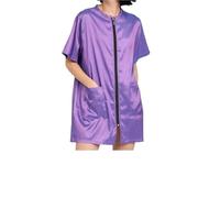 VRKRTVBLB Pet Barber Apron Hair Salon Uniform Hairstylist Short Sleeve Apron Not Touching Hair Smock Barber Shop Working(Purple,M)