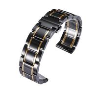 VRKRTVBLB Quick Release Cerami Stainless Steel Watch Band 14-24mm Universal for Men and Women(Black gold,24mm)