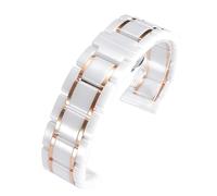 VRKRTVBLB Quick Release Cerami Stainless Steel Watch Band 14-24mm Universal for Men and Women(White rose gold,15mm)