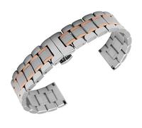 VRKRTVBLB Stainless Steel 14mm 16mm 18mm 20mm 22mm Universal Watch Strap Replacement Strap for Men Women(Silver RoseGold,20mm)