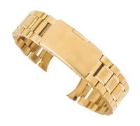 VRKRTVBLB Stainless Steel Curved Ends Watch Band 18-25mm Metal Folding Buckle Strap Men Women Universal Bracelet Accessories(Gold,24mm)