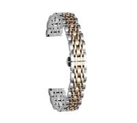 VRKRTVBLB Stainless Steel Metal Watch Band 10mm-22mm Universal Watch Strap for Men Women(Silver Rose Gold,16mm)