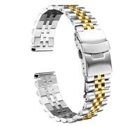 VRKRTVBLB Stainless Steel Metal Watch Band 18mm-30mm Unisex Suitable for Smart Quartz(Silver Gold,18mm)