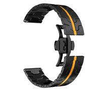 VRKRTVBLB Stainless Steel Metal Watch Strap 20mm 22mm Universal Strap Folding Buckle For Men Women(Black orange,22mm)