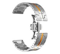 VRKRTVBLB Stainless Steel Metal Watch Strap 20mm 22mm Universal Strap Folding Buckle For Men Women(Silver orange,22mm)