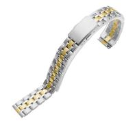 VRKRTVBLB Stainless Steel Watch Band 10-22mm Metal Folding Buckle Strap for Men Women(Silver Gold,20mm)