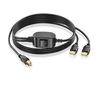 Vrllinking Printer Splitter Switch Cable | 2-Port Manual Selector Box | 1.5M/5ft Cable for Two Computers to One Printer