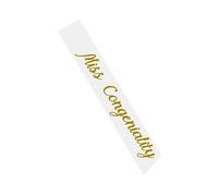 Vrogadso Miss Congeniality Sash White Satin Sash with Gold Glitter Letters