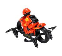 Vroomoto 2.4G RC Flying Motorcycle One Key Takeoff RC Vehicle One Touch Takeoff Motorcycle Button Remote Control Motorbike Dual Mode Air Land with Altitude Hold LED Lights (Orange)