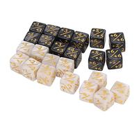 Vroomoto Acrylic Dice Counters Marble Dice Counters Counter Set 24 Pcs Creature Stats Number Black and White Clear Number with Gold Painted Lettering for Card Gaming