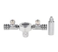 Vroomoto Aquarium CO2 Splitter CO2 Distributor Splitter Valve 2 3 4 5 6 Way Regulator Divider Individual Needle Valve Pressure Gauge Connector with Anti Slip Extension Rod for Fish Tank (2 passes)