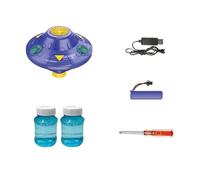 Vroomoto Bubble Machine Automatic Rotating Disc Bubble Blower Colorful Lights Music Obstacle Avoidance Function Flying Saucer Toys Indoor Outdoor Birthday Party Kids Maker (Purple)