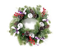 Vroomoto Christmas Advent Wreath Advent Candle Holder Wreath Ring 12 in Artificial Placeholder 4 Candle Cups Ribbon Pinecone Berries Bowknot for Table Mantel Decor (Purple Bowknot)