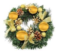 Vroomoto Christmas Advent Wreath Advent Candle Holder Wreath Ring 12 in Artificial Placeholder 4 Candle Cups Ribbon Pinecone Berries Bowknot for Table Mantel Decor (Gold Basin Cup)