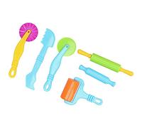 Vroomoto Clay Dough Tools Clay Dough Cutter Modeling Tools Playdough Cutters 6pcs Plastic Brightly Colored Easy to Clean with Rollers and for Children Home Classroom