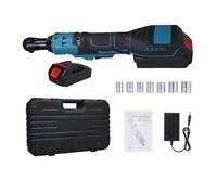 Vroomoto Cordless Ratchet Wrench 240RPM Electric Wrench One Click Switch Forward Reverse with 10mm, 11mm, 12mm, 13mm, 14mm, 15mm, 17mm Sleeve and LED Light 2pcs 21V 2000 Battery (Blue)
