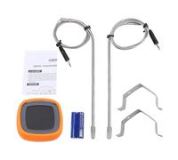 Vroomoto Digital Meat Thermometer Dual Probe Thermometer Convenient Timer and Alert Functions Kitchen and Outdoor Cooking (Orange)