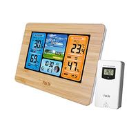 Vroomoto Digital Weather Station LCD Alarm Clock with Outdoor Sensor for Home and Office Use (Wood)