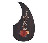 Vroomoto Ebony Acoustic Guitar Pickguard, Beautiful Flower Patterns Inlaid Shells, Special Decoration, Replacement Pickguard for 40 & 41 Inch Guitars, Tape for Easy Installation, Ebony