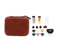 Vroomoto Guitar Slide Pick Set Glass Brass Stainless Steel 4 Finger Picks 6 Guitar Picks Holder Storage Bag Accessories