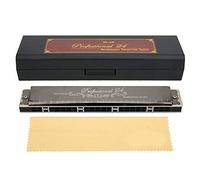 Vroomoto Harmonica Professional Mouthorgan Beginner Gifts Brass Base Plate 24 Hole Polyphonic G Key Black Gold Musical Supplies (Black)