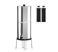 Vroomoto Home Water Filter House Water Filter for Home Gravity System 1.5 Gallon Stainless Steel Bucket 4 GPH 6000 Gallons with Stand Camping (With Stand)