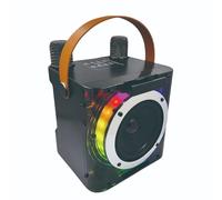 Vroomoto Karaoke Machine 2 Wireless Microphones BT Speaker KTV Set RGB Light Effects Singing Party Portable Entertainment (Black)