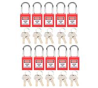 Vroomoto Lockout Padlock Safety Padlock Loto Nylon PA Non Conductive 38mm Shackle Writable Label Chrome Plated Steel Beam for Power Gas (Red)