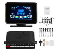 Vroomoto Parking Sensor System Reverse Parking Sensor Backup Radar 8 Sensors LCD Display Voice Beeping Mute 8 Volume Levels with Distance Detection for 12V Cars (Grey)