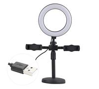 Vroomoto Phone Clip Stand Light Holder Live Stream Bracket 2 Phone Desktop Selfie Support 360 Rotation 6in USB Light 3 Modes 9 Brightness with LED Stand for Live Broadcasting