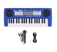 Vroomoto Portable 37-Key Electric Keyboard Piano with Dual Speaker and Microphone for Beginners Music Exploration Blue