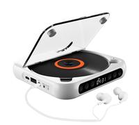 Vroomoto Portable CD Player CD Player Portable Music 3 Mode USB BT Music LED Display A B Repeat TF Card USB Interface Dust Cover with BT Headphones for Home (White)