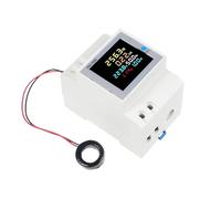 Vroomoto Single Phase Din Rail Electricity Meter AC Power Meter Din Rail Digital Multifunction 6 in 1 LCD Display Voltage Current Power Factor KWH Monitor with Backlight Reset (AC -450V & D52-2065)
