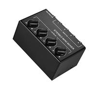 Vroomoto Stereo Audio Mixer 4-Channel Inputs Volume Controls Full Metal Shell. Compact Design for Home Studio