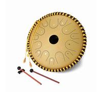 Vroomoto Tongue Drum Hand Pan Steel Drum Percussion 15.4in 14 Tone C Key Musical Instruments Music Instruments Instrument with Storage Bag Note Mallets for Yoga Zazen Performance (Gold)