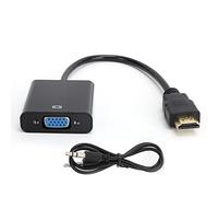 Vroomoto VGA Adapter Cord VGA Converter Cable Adapter to 1080P ABS Shell 0.2m with 3.5mm for PC Monitor Projector HDTV (Black)