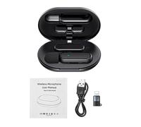 Vroomoto Wireless Lavalier Microphone Lapel Mic Mini Clip on Microphone Active Noise Reduction DSP 20m Transmission 10H Battery with Charging Box for Type C Mobile Phone (1 Transmitters & 1 Receiver)