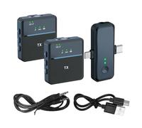 Vroomoto Wireless Lavalier Microphone System with Noise Reduction Chip for Clear Recording in Various Scenarios Suitable for Video Recording Phones Computers Laptops (1 Receiver with 2 Microphones)