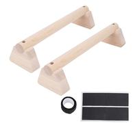 Vroomoto Wood Push Up Bars Parallettes Push Up Bar with Base Adjustable Width Rubber Wood Handstand Dip Balance Beam Training with Non Slip Pads for Home Fitness Workout (35cm)