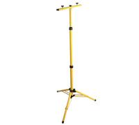Vroomoto Work Light Tripod Stand Twin Head Light Stand Telescopic Flood Adjustable Height Iron Support Anti Slip Foot Cover with T Bar for Construction Site Warehouse Lighting