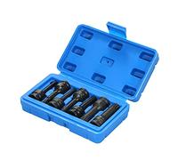 Vroomoto XZN Triple Square Spline Bit Socket Set 3/8 in Impact Socket Set 3/8 in Drive Impact Sockets / 7 Pc 5mm to 14mm Cr Mo Black Finish with Storage Case for